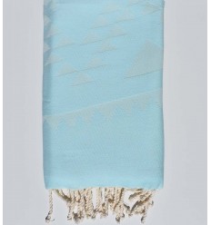 Serviette de plage bohémian bleu azurin Fouta Tunisia - 1