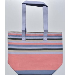 Sac de plage 5 couleurs incarnadin pervenche, beige, vert forêt et bleu guède avec bandoulière pervenche Fouta Tunisia - 1