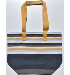 Sac de plage couleur café,bleu nuit,blanc crème,bleu ciel et jaune moutarde avec bandoulière jaune Fouta Tunisia - 1