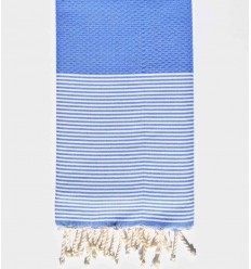 Fouta nid d'abeille bleu moyen Fouta Tunisia - 1