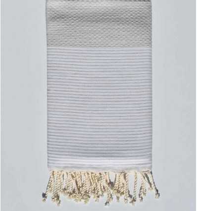 Serviette de plage nid d'abeille beige de gris  - 1