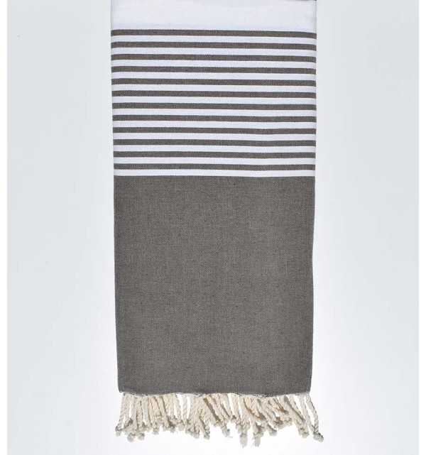 Jeté marron taupe Fouta Tunisia - 1