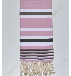 Fouta dina rose avec rayures Fouta Tunisia - 1