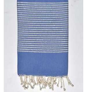 Fouta Lurex plate bleu barbeau  - 1 2