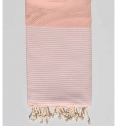 Fouta nid d'abeille rose clair pale Fouta Tunisia - 1