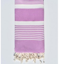 Jeté plate mauve avec rayures Fouta Tunisia - 1