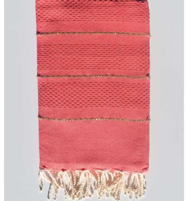 Fouta nid d'abeille rose moyen avec lurex  - 1