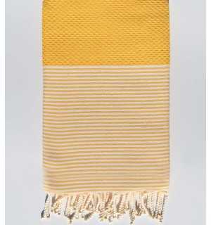 Fouta nid d'abeille jaune canari  - 1