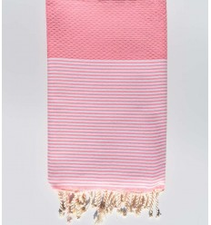 Fouta nid d'abeille rose clair Fouta Tunisia - 1