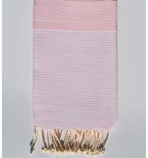 Fouta nid d'abeille rose dragée clair  - 1