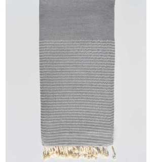 Jeté gris au fil lurex argent Fouta Tunisia - 1