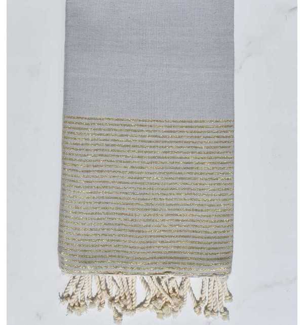 Fouta Lurex plate gris souris  - 1