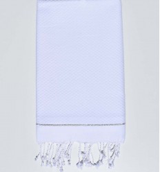 Fouta unie blanche avec une bande lurex argent aux extrémités Fouta Tunisia - 1