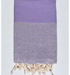 Fouta en nid d'abeille mauve avec lurex argent Fouta Tunisia - 1