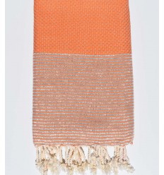 Fouta Lurex nid d'abeille orange Fouta Tunisia - 1