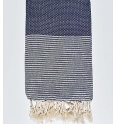 Fouta Lurex nid d'abeille bleu foncé Fouta Tunisia - 1