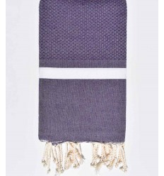 Fouta nid d’abeille violet avec bandes blanche Fouta Tunisia - 1