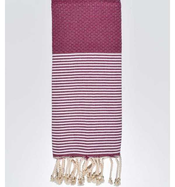 Fouta enfant nid d'abeille prune  - 1