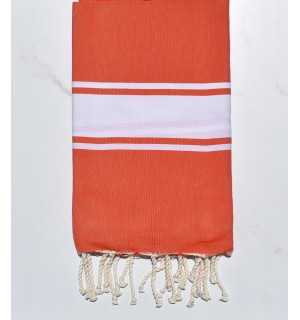 Serviette de plage plate rouge corail  - 1