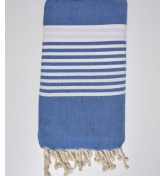 Jeté bleu jean avec rayures 1.90m/2m Fouta Tunisia - 1