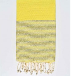 Fouta nid d'abeille jaune avec lurex Fouta Tunisia - 1