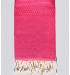 FOUTA nid d'abeille unie rose bonbon Fouta Tunisia - 1