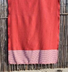 Serviette de plage nid d'abeille rouge Fouta Tunisia - 1