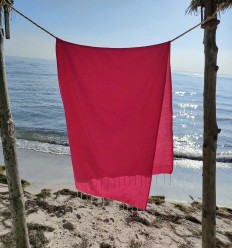 Fouta nid d'abeille unie couleur rose bonbon Fouta Tunisia - 1