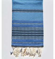 Fouta arabesque bleu rayée noir Fouta Tunisia - 1