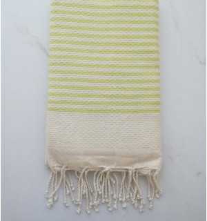 FOUTA nid d'abeille vert clair rayée 1 cm Fouta Tunisia - 1