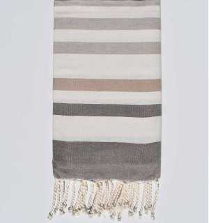 Fouta plate taupe, blanc crème, beige et grège Fouta Tunisia - 1