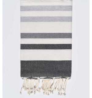 Fouta plate gris noir, blanc crème, gris et gris clair Fouta Tunisia - 1