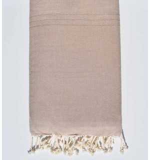 Jeté de lit unie beige Fouta Tunisia - 1