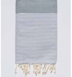 Fouta nid d'abeille couleur fumée avec rayures Fouta Tunisia - 1