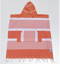 Poncho de plage enfant orange Fouta Tunisia - 1