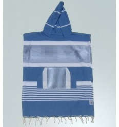 Poncho de plage enfant bleu pastel Fouta Tunisia - 1