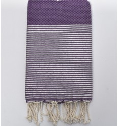 Fouta nid d'abeille mauve avec lurex Fouta Tunisia - 1