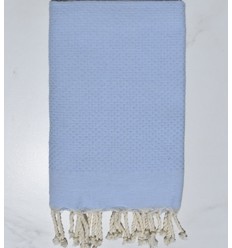 FOUTA Nid d'abeille unie bleu ciel Fouta Tunisia - 1