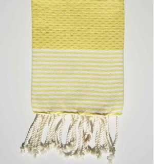 Serviette de table jaune avec des rayures Fouta Tunisia - 1