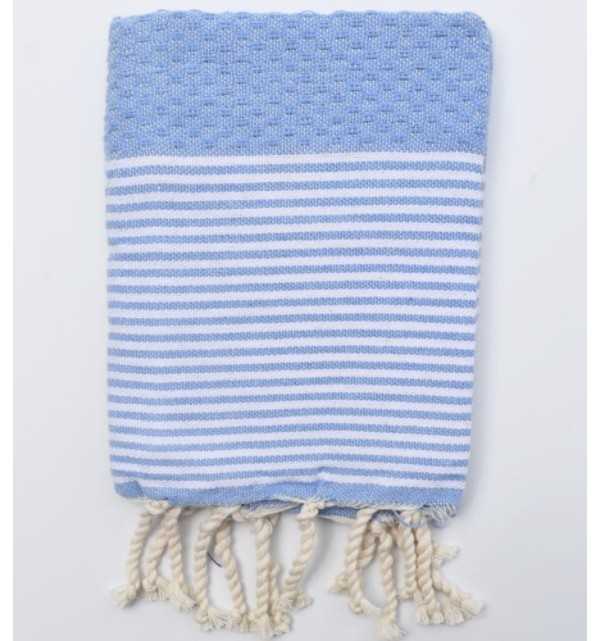 Serviette de table bleu ciel avec rayures Fouta Tunisia - 1