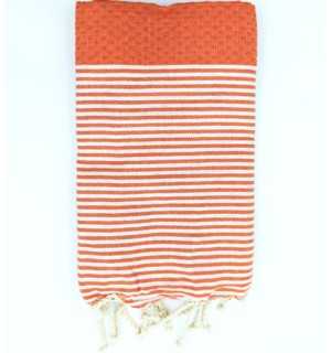 Fouta enfant nid d'abeille orange corail Fouta Tunisia - 1