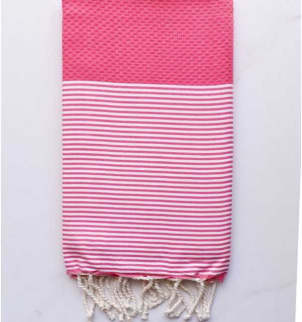 Fouta nid d'abeille rose brillant Fouta Tunisia - 2