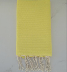 FOUTA Nid d'abeille unie jaune citron Fouta Tunisia - 1