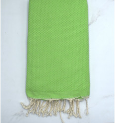 FOUTA nid d'abeille unie vert clair Fouta Tunisia - 1