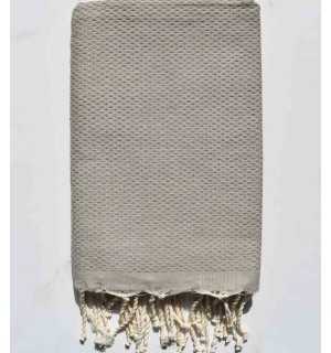 Fouta nid d'abeille unie kaki Fouta Tunisia - 1