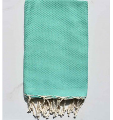 FOUTA nid d'abeille unie vert turquoise Fouta Tunisia - 1