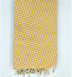 Serviette de plage papillon jaune moutarde Fouta Tunisia - 1