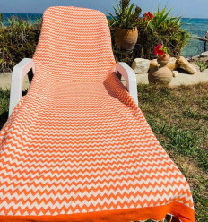 Fouta zigzag orange Fouta Tunisia - 1