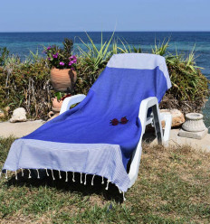 Fouta nid d'abeille bleu Fouta Tunisia - 1