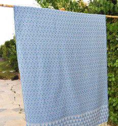 Fouta Jaquard Diamant bleu Fouta Tunisia - 1